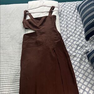 Reformation Asymmetrical Brown Dress